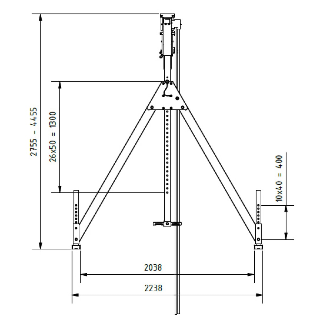 N° de l'image du produit 3 : Portique en aluminium Grue séparable, point de montage 2.310-4.010 mm, longueur 4.000 mm, capacité de charge 1.000 kg
