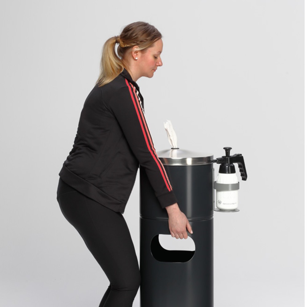 N° de l'image du produit 3 : Poste de désinfection VAR®, pour essuie-mains en papier, avec porte-flacon et insert intérieur, revêtu par poudrage