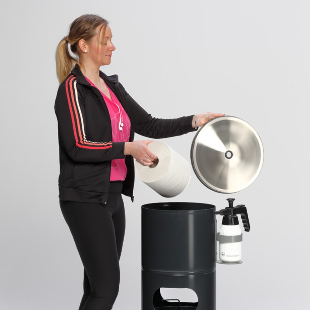 N° de l'image du produit 4 : Poste de désinfection VAR®, pour essuie-mains en papier, avec porte-flacon et insert intérieur, revêtu par poudrage
