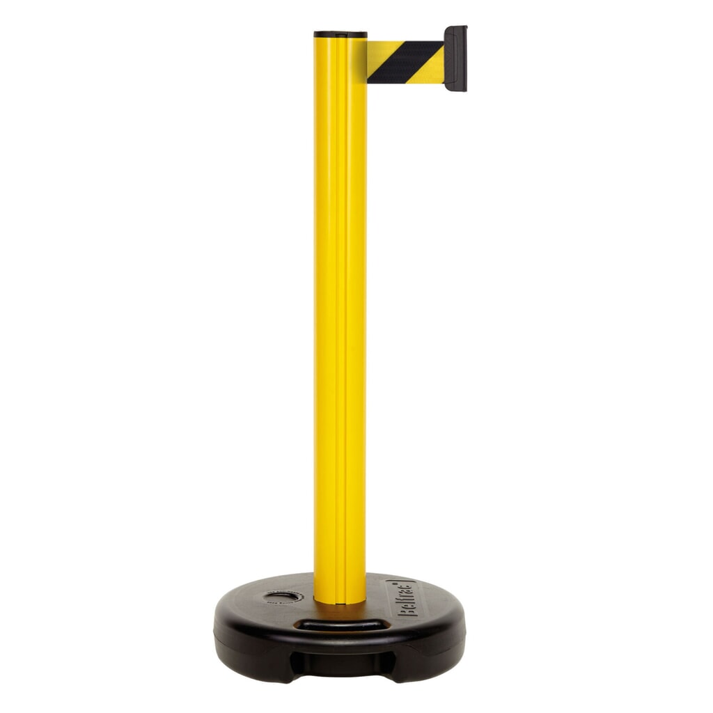 Poteau de Sangle extérieur en Plastique, longueur du Sangle 3,7 m, poteau jaune, Sangle noir/jaune N° de l'image du produit 1 : Poteau de Sangle extérieur en Plastique, longueur du Sangle 3,7 m, poteau jaune, Sangle noir/jaune