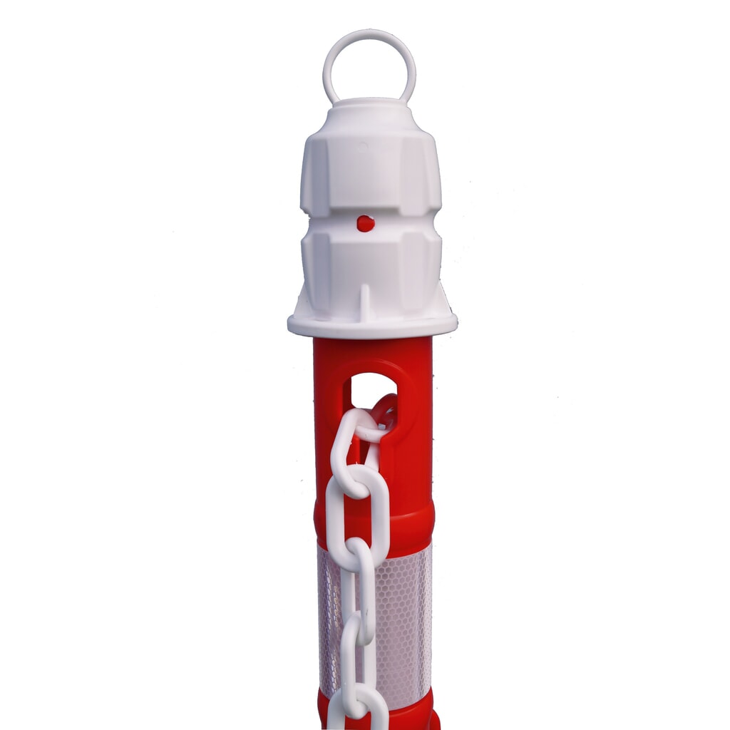N° de l'image du produit 3 : Potelet à chaîne en lot Premium, 4 potelets rouges/blancs, 3 chaînes de 3 m