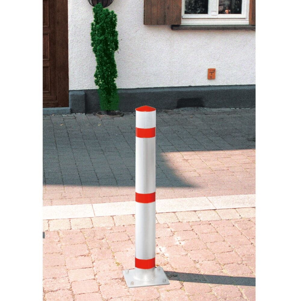 Illustration du produit: URBANUS Potelet amovible en aluminium, tube rond Ø 102 mm avec serrure, rouge