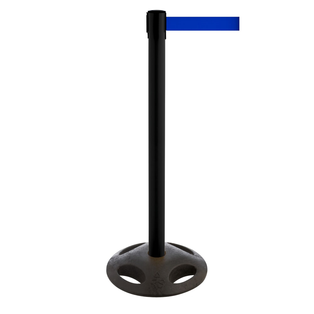 Illustration du produit: Potelet de délimitation à sangle RS-GUIDESYSTEMS®, socle en matériau composite, largeur de sangle 100 mm, noir, bleu