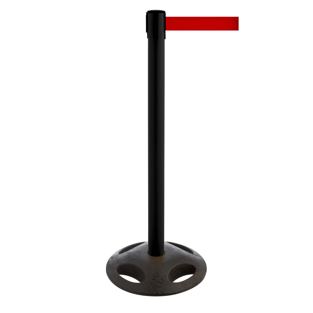 Illustration du produit: Potelet de délimitation à sangle RS-GUIDESYSTEMS®, socle en matériau composite, largeur de sangle 100 mm, noir, rouge