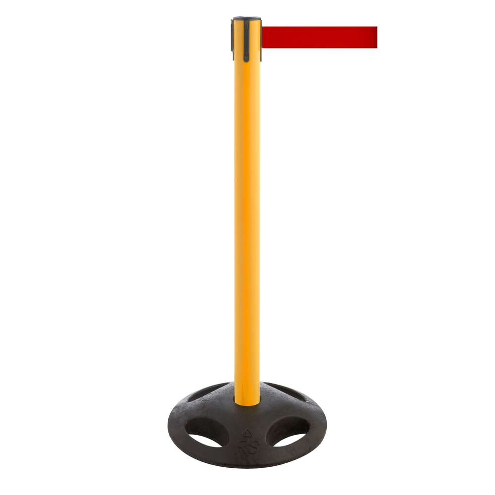 Illustration du produit: Potelet de délimitation à sangle RS-GUIDESYSTEMS®, socle en matériau composite, largeur de sangle 100 mm, jaune, rouge