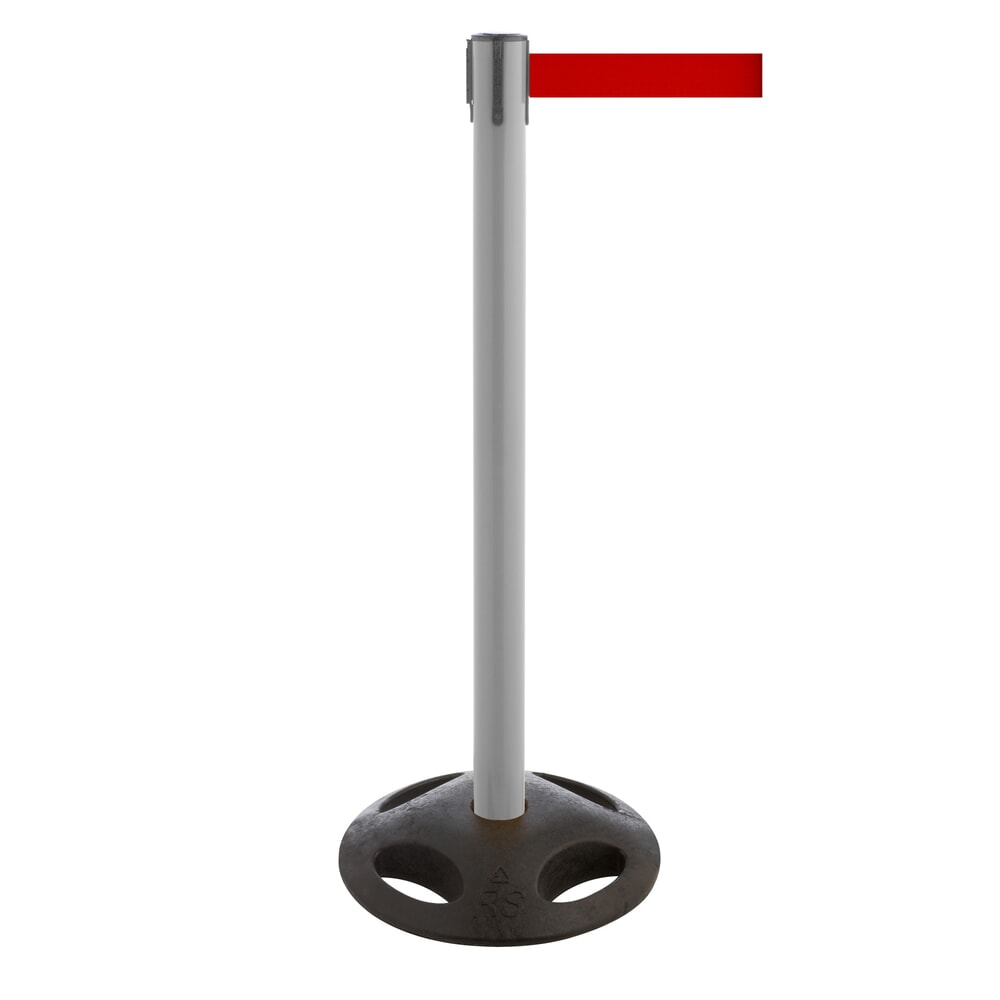 Illustration du produit: Potelet de délimitation à sangle RS-GUIDESYSTEMS®, socle en matériau composite, largeur de sangle 100 mm, anthracite, rouge
