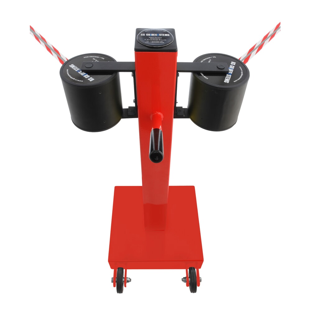 N° de l'image du produit 1 : Potelet de délimitation RS-GUIDESYSTEMS® GLA 2000-D REFLECTO, longueur 2x 18 m, largeur 50 mm, potelet rouge, sangle rouge/blanc