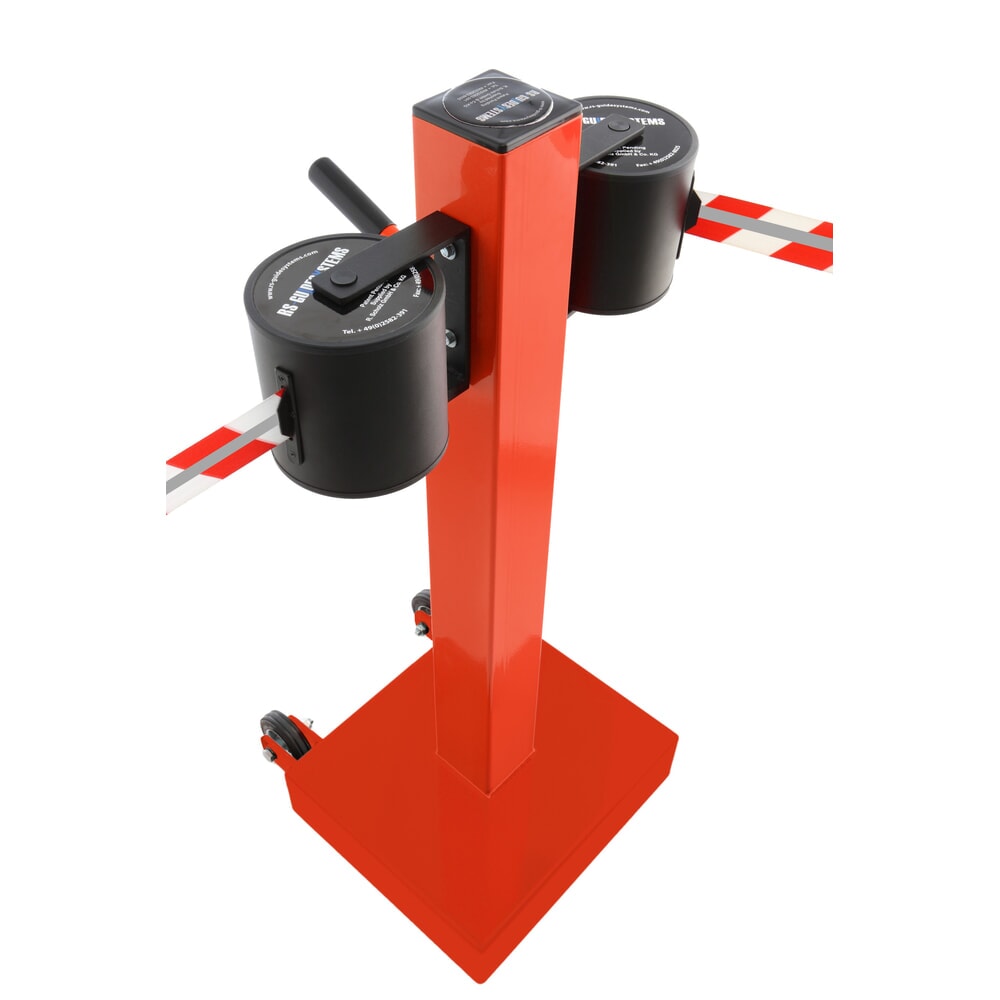 N° de l'image du produit 3 : Potelet de délimitation RS-GUIDESYSTEMS® GLA 2000-D REFLECTO, longueur 2x 18 m, largeur 50 mm, potelet rouge, sangle rouge/blanc