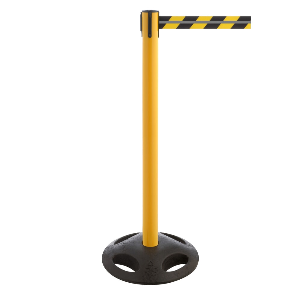 N° de l'image du produit 1 : Potelet de délimitation RS-GUIDESYSTEMS® GLA 25-E REFLECTO, longueur 3,5 m, largeur 50 mm, potelet jaune, sangle noir/jaune