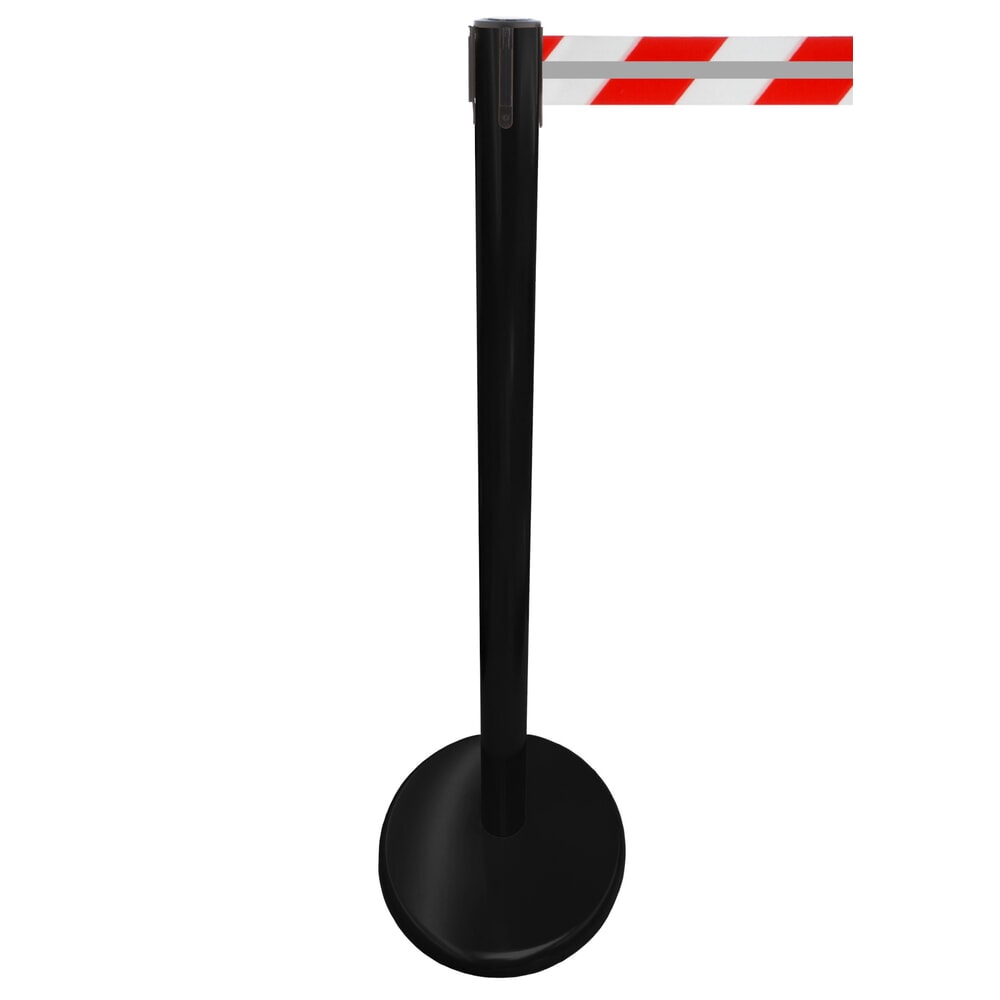 Illustration du produit: Potelet de délimitation RS-GUIDESYSTEMS® GLA 45-J REFLECTO, longueur 3,5 m, largeur 50 mm, potelet noir, sangle rouge/blanc