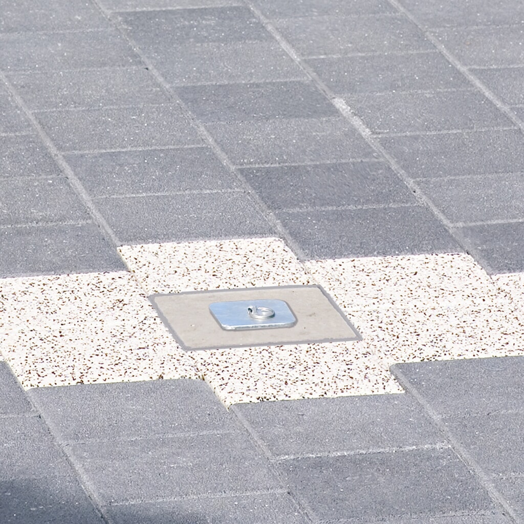N° de l'image du produit 4 : URBANUS Potelet en aluminium, escamotable, 70 x 70 mm, verrouillable verticalement, rouge/blanc