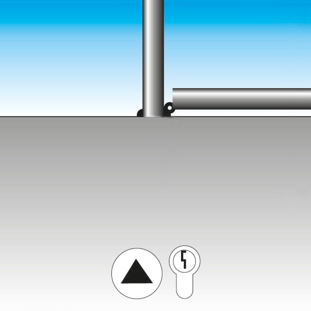 N° de l'image du produit 2 : URBANUS Potelet rabattable en acier, tube rond Ø 76 mm à cheviller avec serrure, rouge