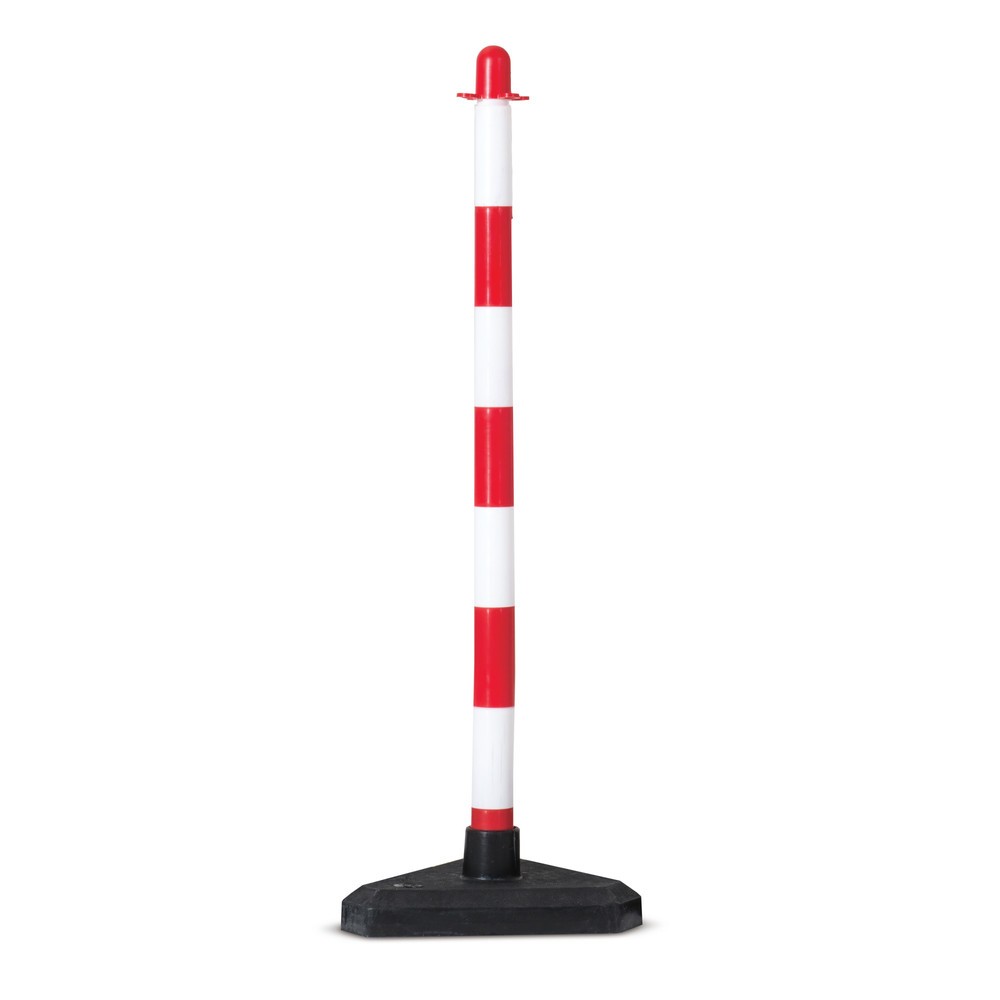 N° de l'image du produit 1 : Potelet à chaîne simple, pied en plastique (triangle), rouge/blanc