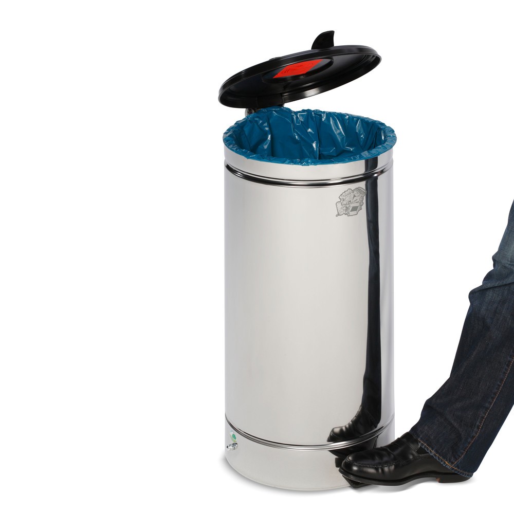 N° de l'image du produit 2 : Poubelle à pédale Euro-Pedal, 60 litres, corps ivoire, couvercle argent