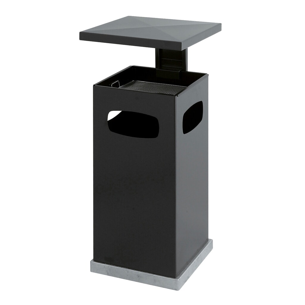 Illustration du produit: Poubelle-cendrier en acier, carrée, toit amovible, 70 litres, anthracite