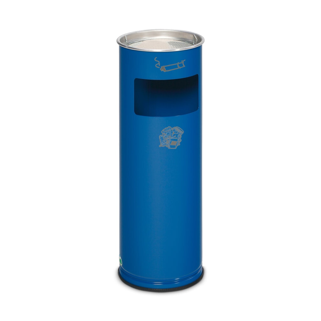 Poubelle-cendrier VAR®, modèle sur pied, 16,7 litres, bleu gentiane Illustration du produit: Poubelle-cendrier VAR®, modèle sur pied, 16,7 litres, bleu gentiane