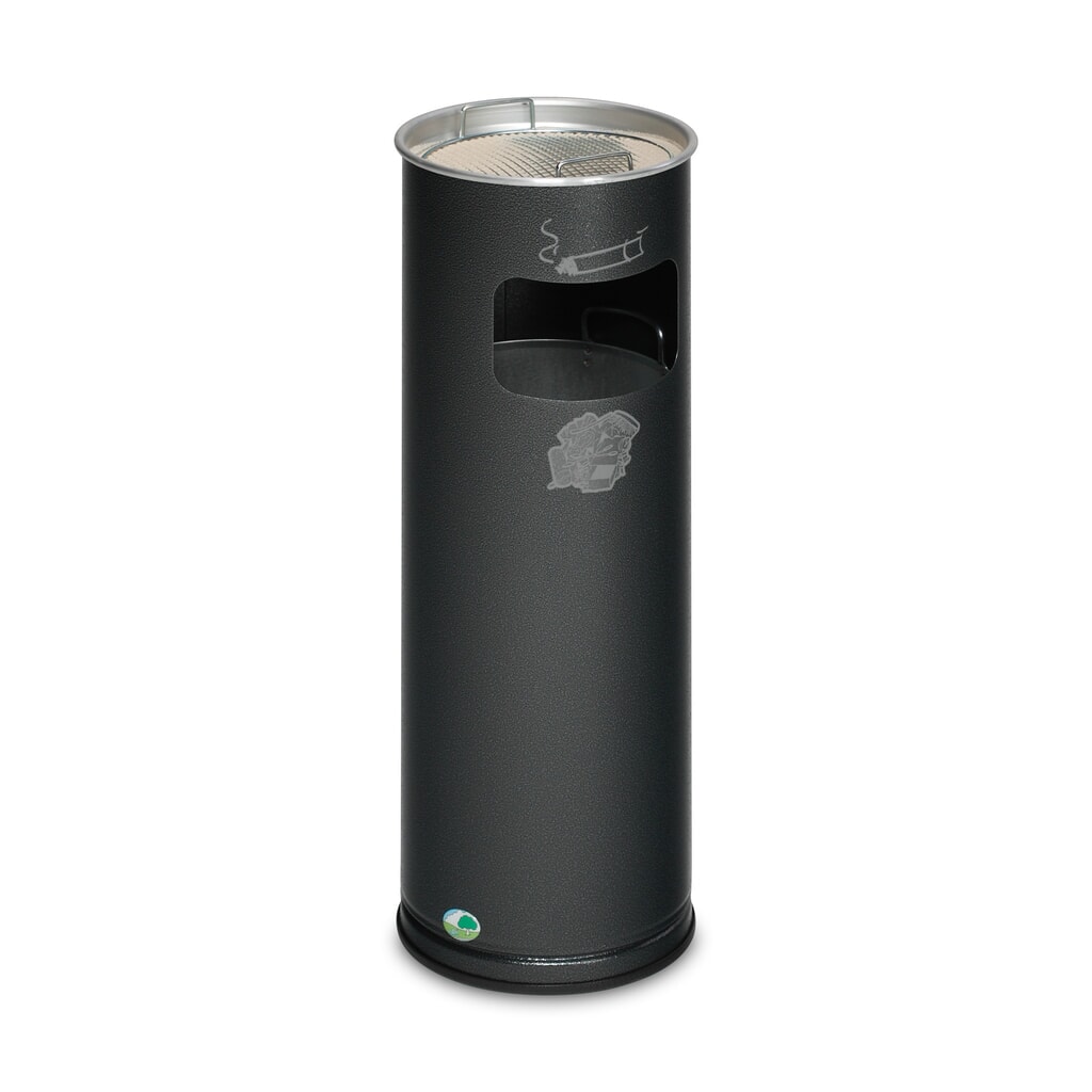 Illustration du produit: Poubelle-cendrier VAR®, modèle sur pied, 16,7 litres, argent vieilli