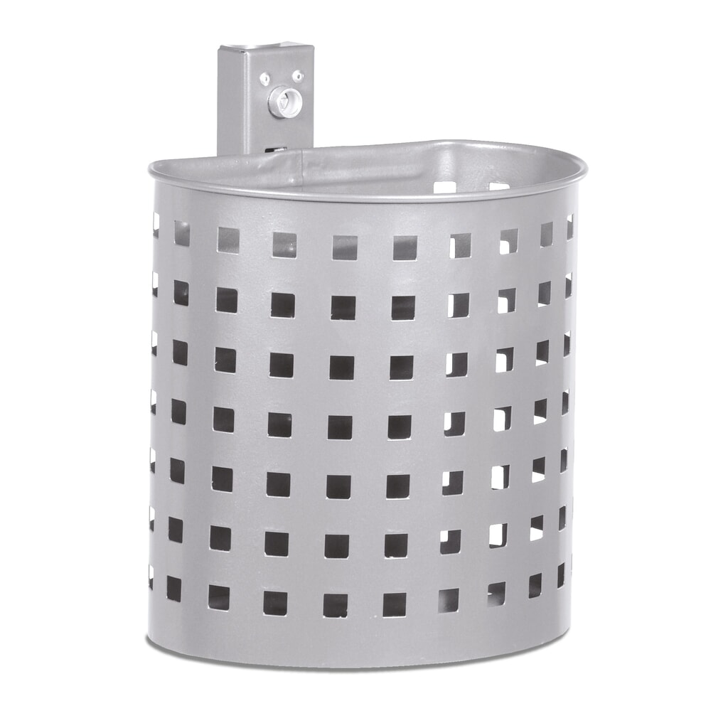 RENNER Poubelle en acier, 20 litres, semi-circulaire, montage mural, perforée, revêtue par poudrage, gris anthracite Illustration du produit: RENNER Poubelle en acier, 20 litres, semi-circulaire, montage mural, perforée, revêtue par poudrage, gris anthracite