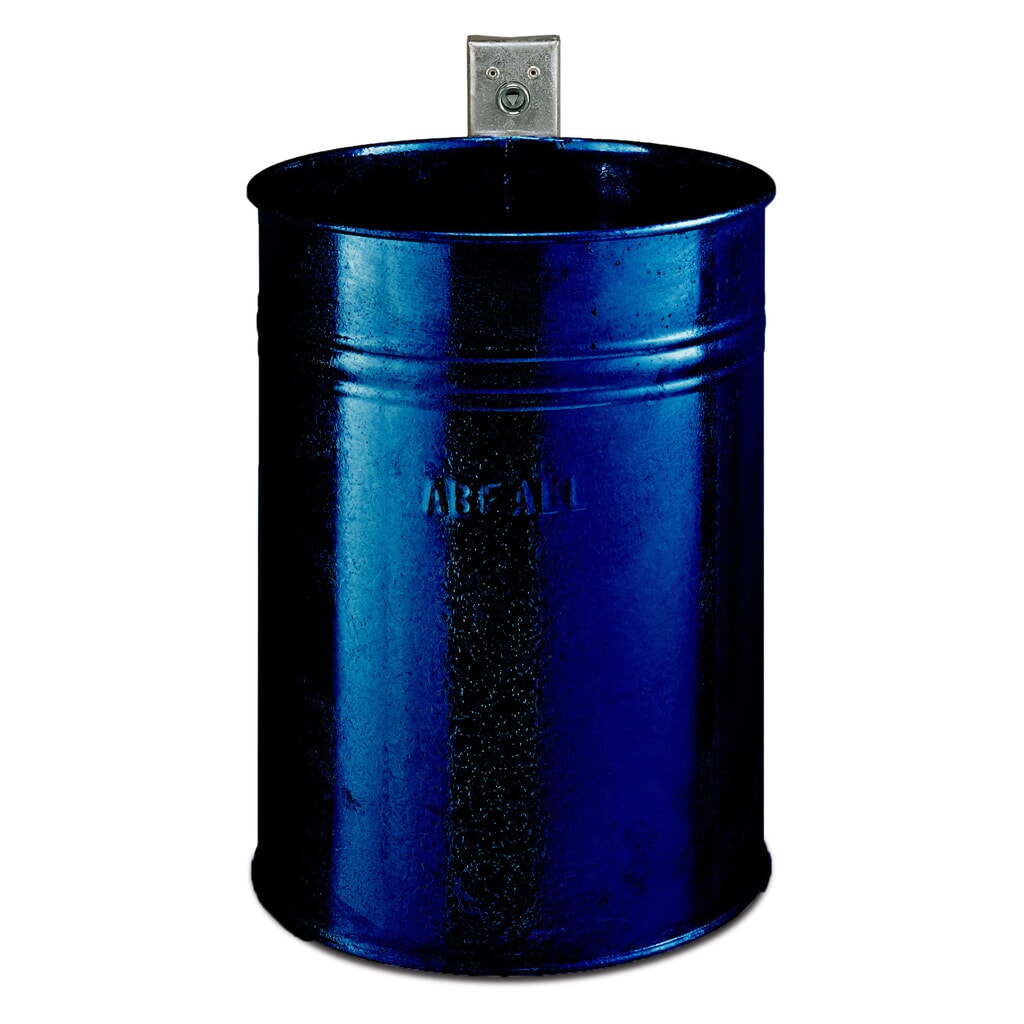 Illustration du produit: RENNER Poubelle en acier, 35 litres, ronde, montage mural, structure fermée, bleu cobalt