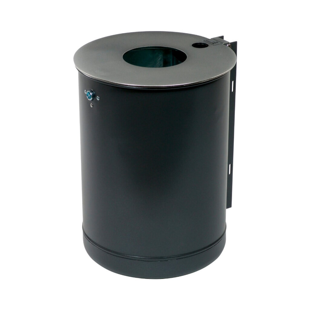 RENNER Poubelle en acier, 50 litres, avec cendrier, DB 703 paillettes métalliques anthracite Illustration du produit: RENNER Poubelle en acier, 50 litres, avec cendrier, DB 703 paillettes métalliques anthracite