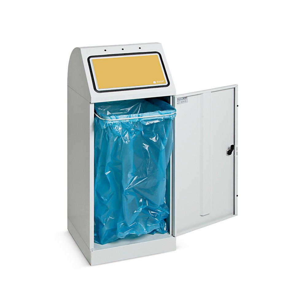 Illustration du produit: Collecteur de recyclage stumpf®, 70 litres, avec porte battante et support pour sac poubelle