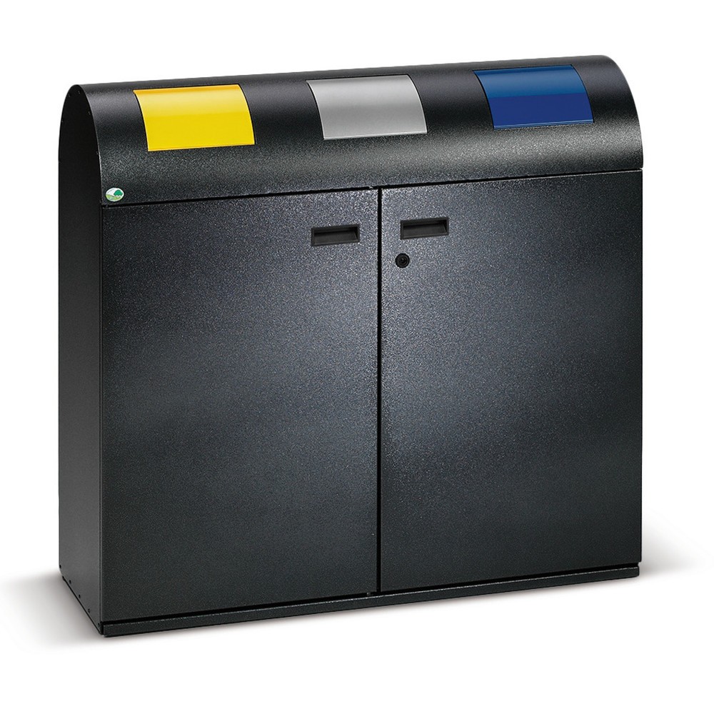 Illustration du produit: Collecteurs de déchets VAR®, 3 x 80 litres, porte à doubles battants, corps argent antique