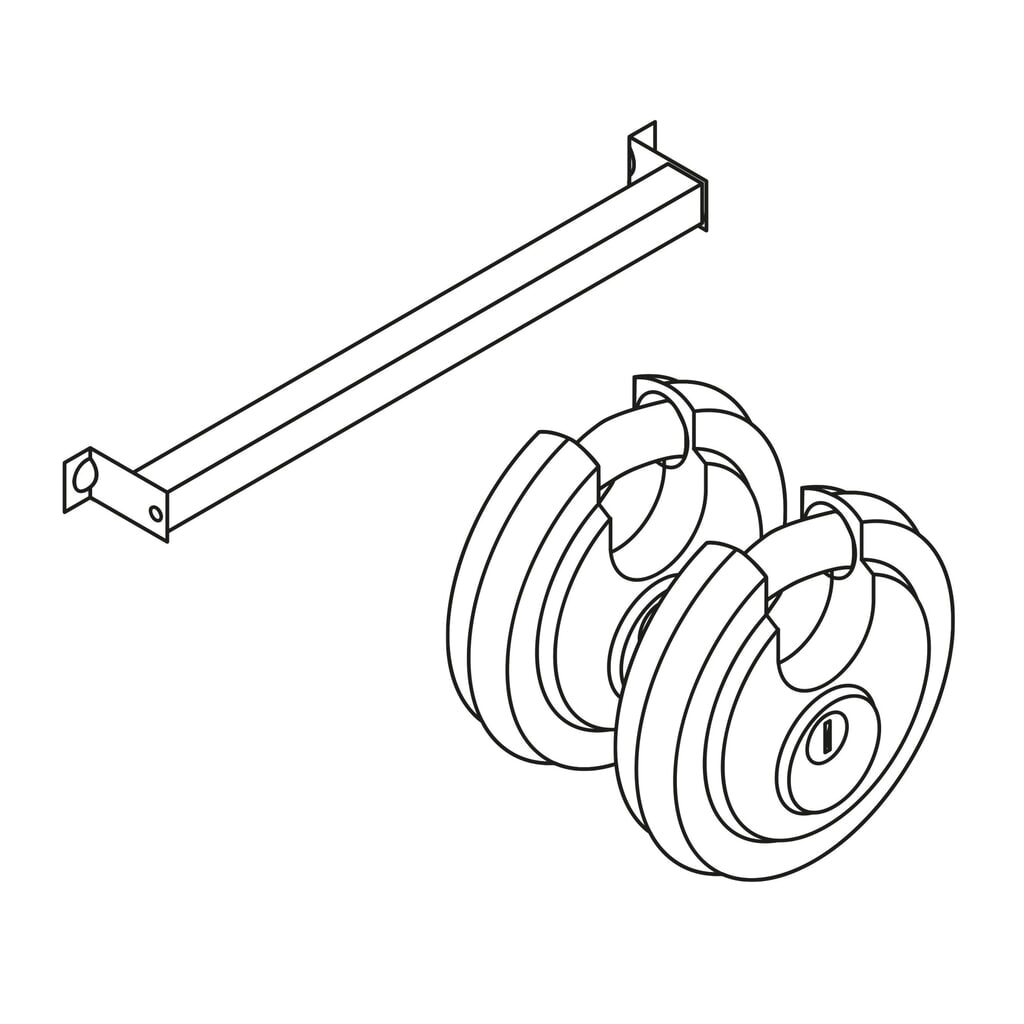 N° de l'image du produit 2 : Protection contre l'effraction avec verrou blindé galvanisé pour porte à double battant, asymétrique 1,80 m