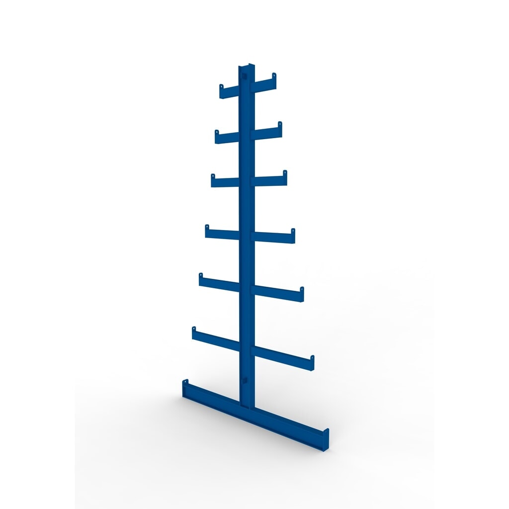 Illustration du produit: Pupitre d’atelier à tige ATLAS ST pour rayonnage cantilever META, double face, RAL 5010 bleu gentiane, H x P 2 000 x 500 - 150 mm