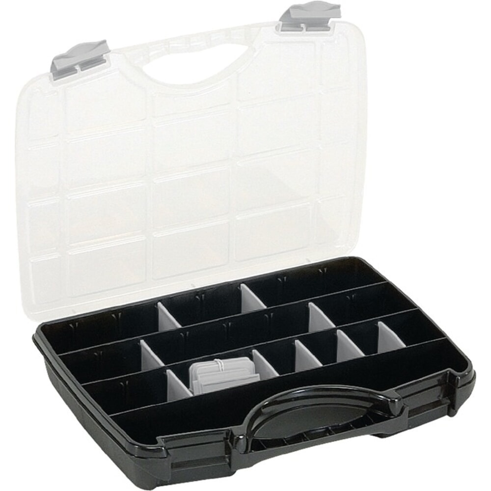 Illustration du produit: raaco Sortimentskasten, max. 25 Fächer 21 lose Trennwände, B312xT238xH51mm, transparent schwarz