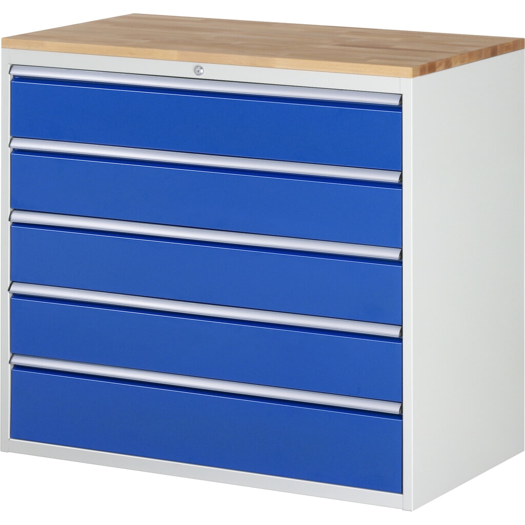 Illustration du produit: RAU Armoire à tiroirs série 7000, HxlxP 1 035 x 1 145 x 650 mm, avec 5 tiroirs taille XXL, face supérieure en hêtre