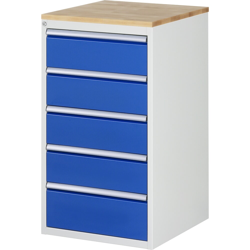 N° de l'image du produit 1 : RAU Armoire à tiroirs série 7000, HxlxP 1 035 x 580 x 650 mm, avec 5 tiroirs taille L, face supérieure en hêtre