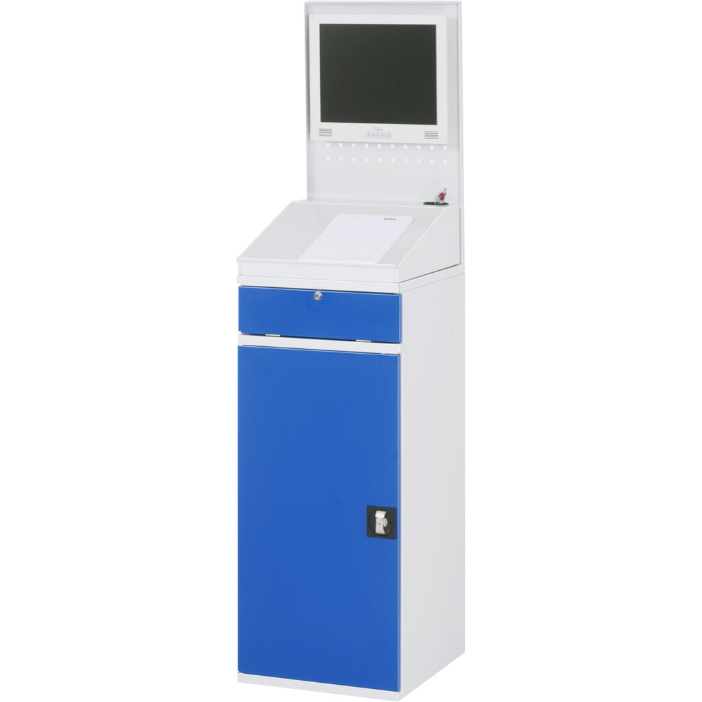 N° de l'image du produit 3 : RAU Armoire informatique, porte-clavier coulissant, porte battante, panneau arrière perforé, tiroirs, fixe