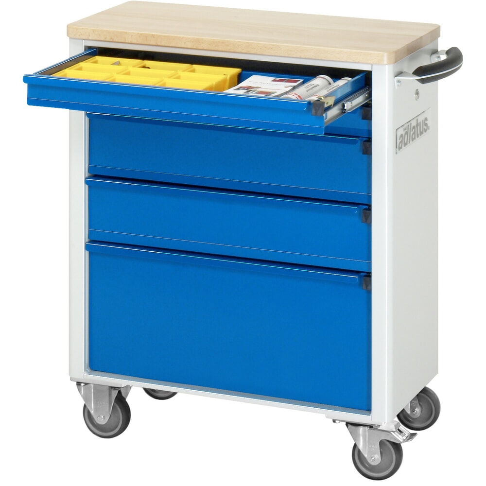 N° de l'image du produit 1 : RAU Chariot pour outils série adlatus 700, HxLxP 860 x 700 x 350 mm, 5 tiroirs 2 x 65, 2 x 130, 1 x 260 mm, Plan de travail en hêtre