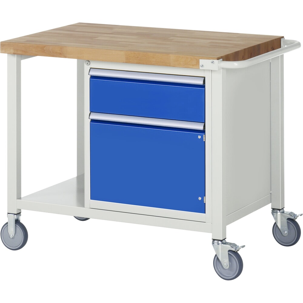 N° de l'image du produit 1 : RAU Établi mobile série 8000, 1 tablette, 1 porte battante, HxlxP 880 x 1 000 x 700 mm, 1 tiroir
