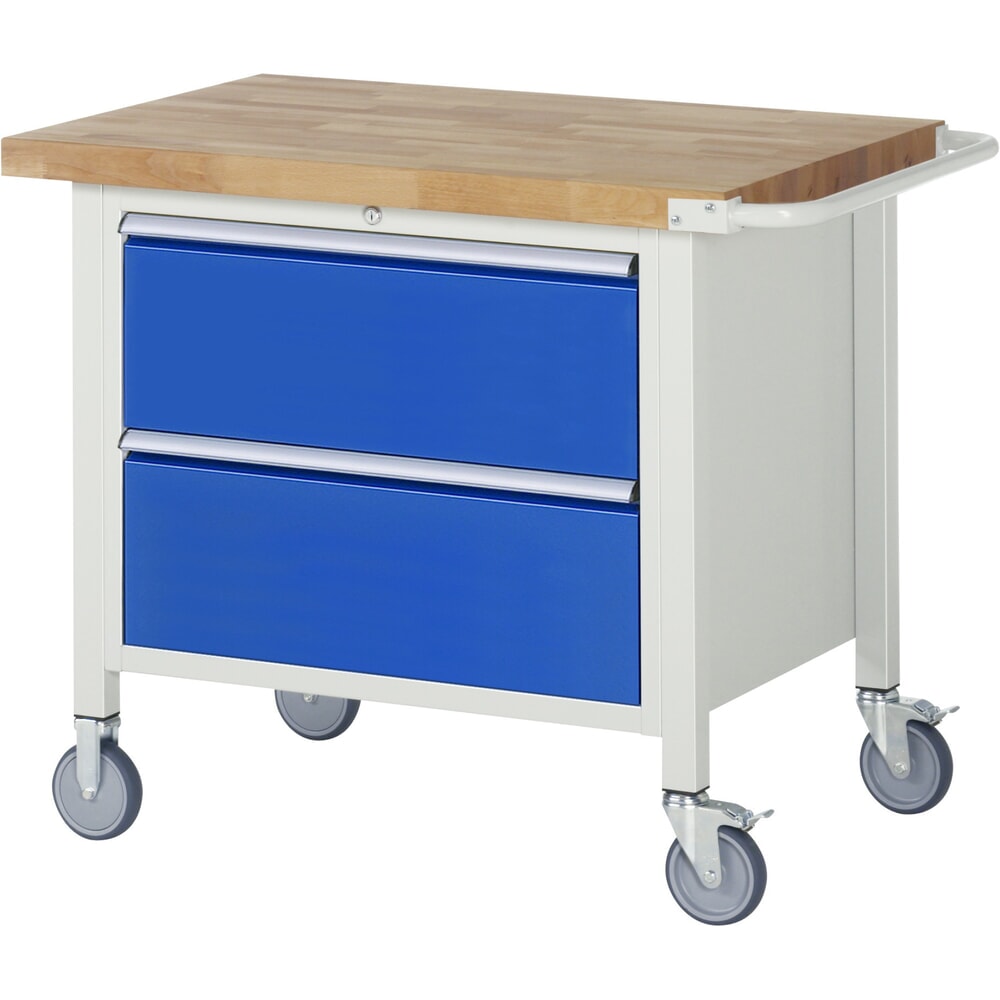 Illustration du produit: RAU établi mobile série 8000, HxlxP 880-1 080 x 1 000 x 700 mm, 2 tiroirs extractibles à 90 % 2 x 270 mm, capacité de charge des tiroirs 75 kg