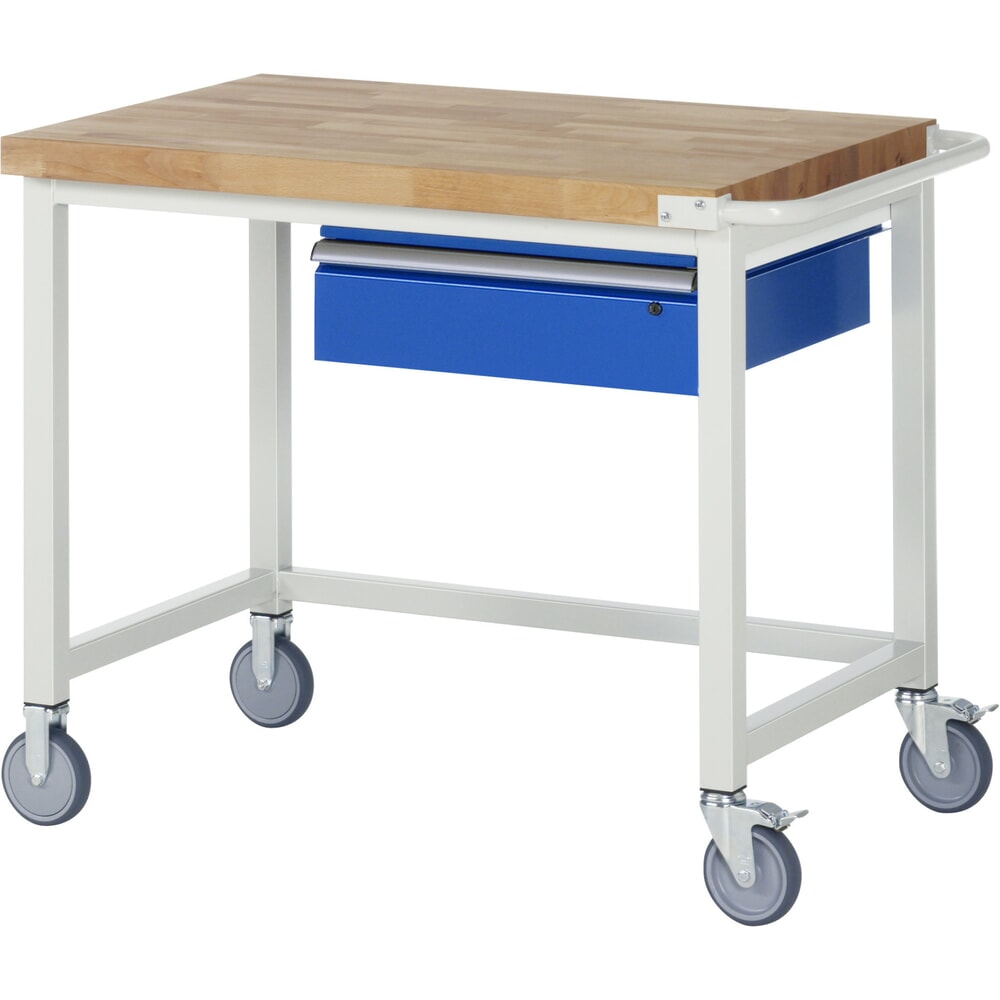 Illustration du produit: RAU Établi mobile série 8000, HxlxP 880-1 080 x 1 000 x 700 mm, 1 tiroir 1 x 150 mm, capacité de charge du tiroir 50 kg