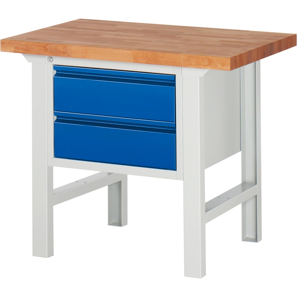N° de l'image du produit 1 : RAU Établi série 7000, 1 caisson, HxlxP 840 x 1 000 x 700 mm, 2 tiroirs extractibles à 90 % 2 x 180 mm