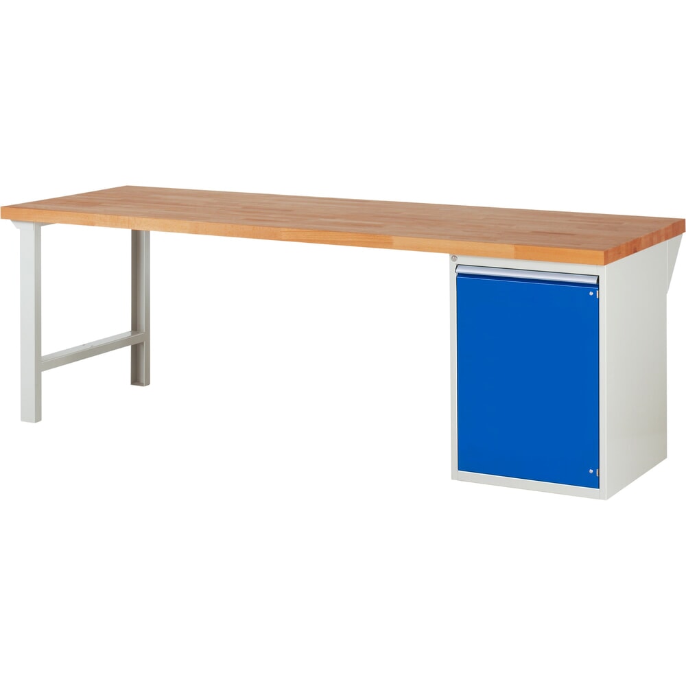 Illustration du produit: RAU Établi série 7000, 1 caisson, HxlxP 840 x 2 500 x 900 mm, 1 porte battante, 1 tablette
