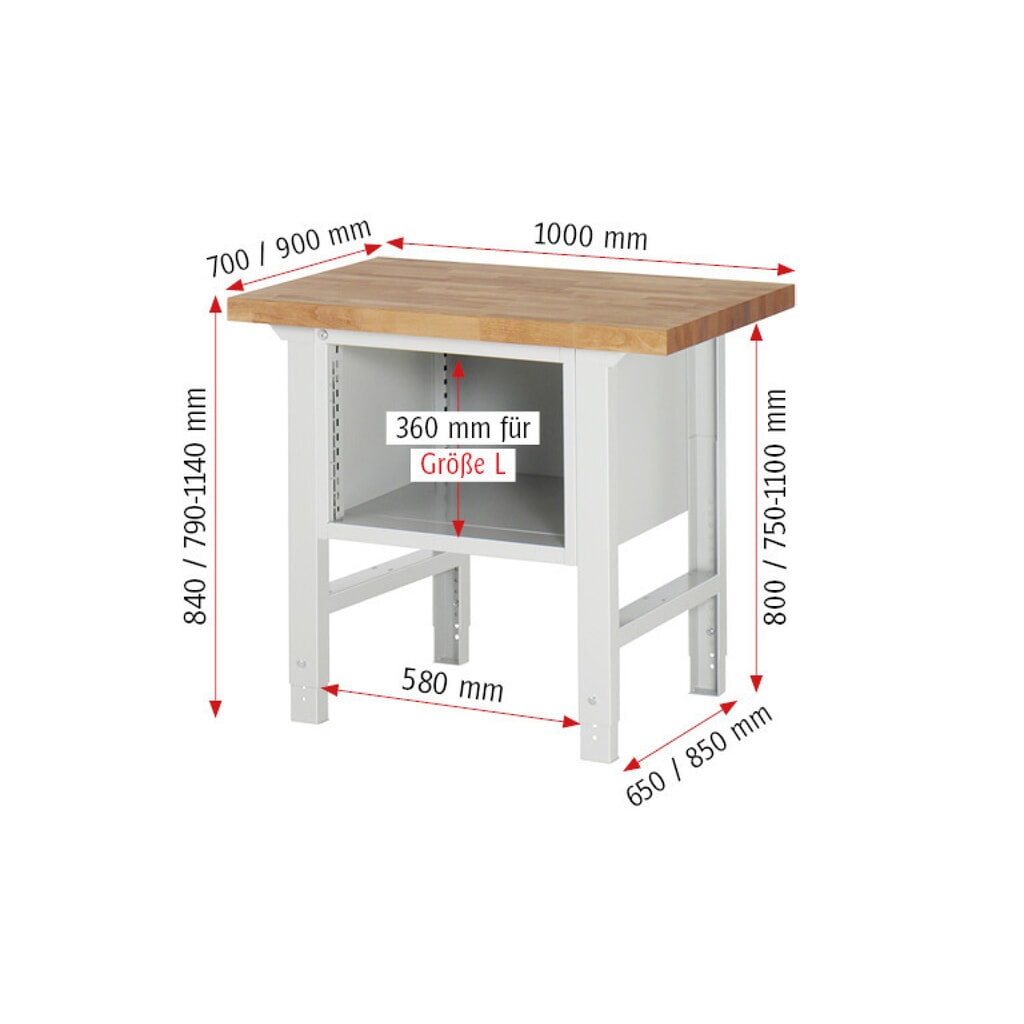 RAU Établi série 7000, 1 caisson, HxlxP 840 x 1 000 x 900 mm, 3 tiroirs extractibles à 90% 1 x 60, 1 x 120, 1 x 180 mm, capacité de charge des tiroirs 100 kg N° de l'image du produit 5 : RAU Établi série 7000, 1 caisson, HxlxP 840 x 1 000 x 900 mm, 3 tiroirs extractibles à 90% 1 x 60, 1 x 120, 1 x 180 mm, capacité de charge des tiroirs 100 kg
