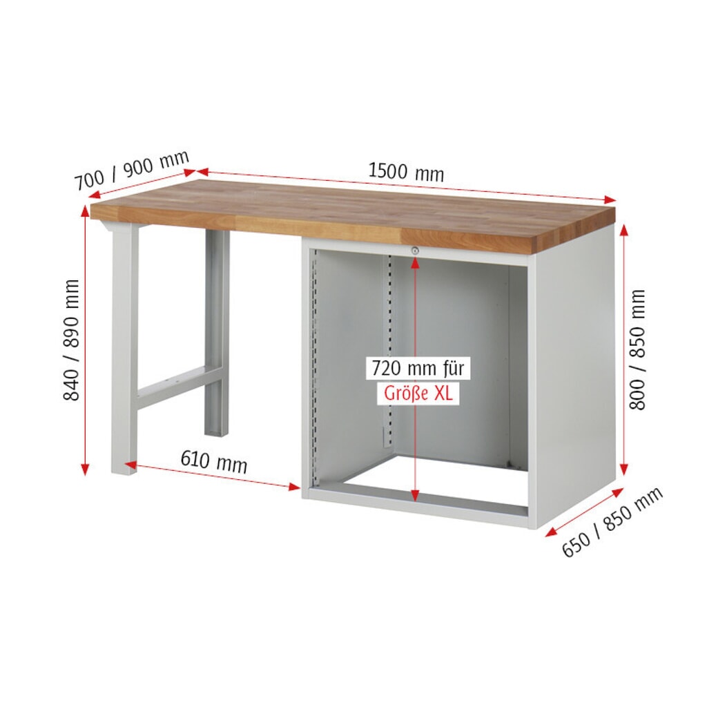 RAU Établi série 7000, 1 caisson, HxlxP 890 x 1 500 x 700 mm, 5 tiroirs extractibles à 100% 1 x 60, 1 x 90, 2 x 150, 1 x 270 mm, capacité de charge des tiroirs 100 kg N° de l'image du produit 7 : RAU Établi série 7000, 1 caisson, HxlxP 890 x 1 500 x 700 mm, 5 tiroirs extractibles à 100% 1 x 60, 1 x 90, 2 x 150, 1 x 270 mm, capacité de charge des tiroirs 100 kg