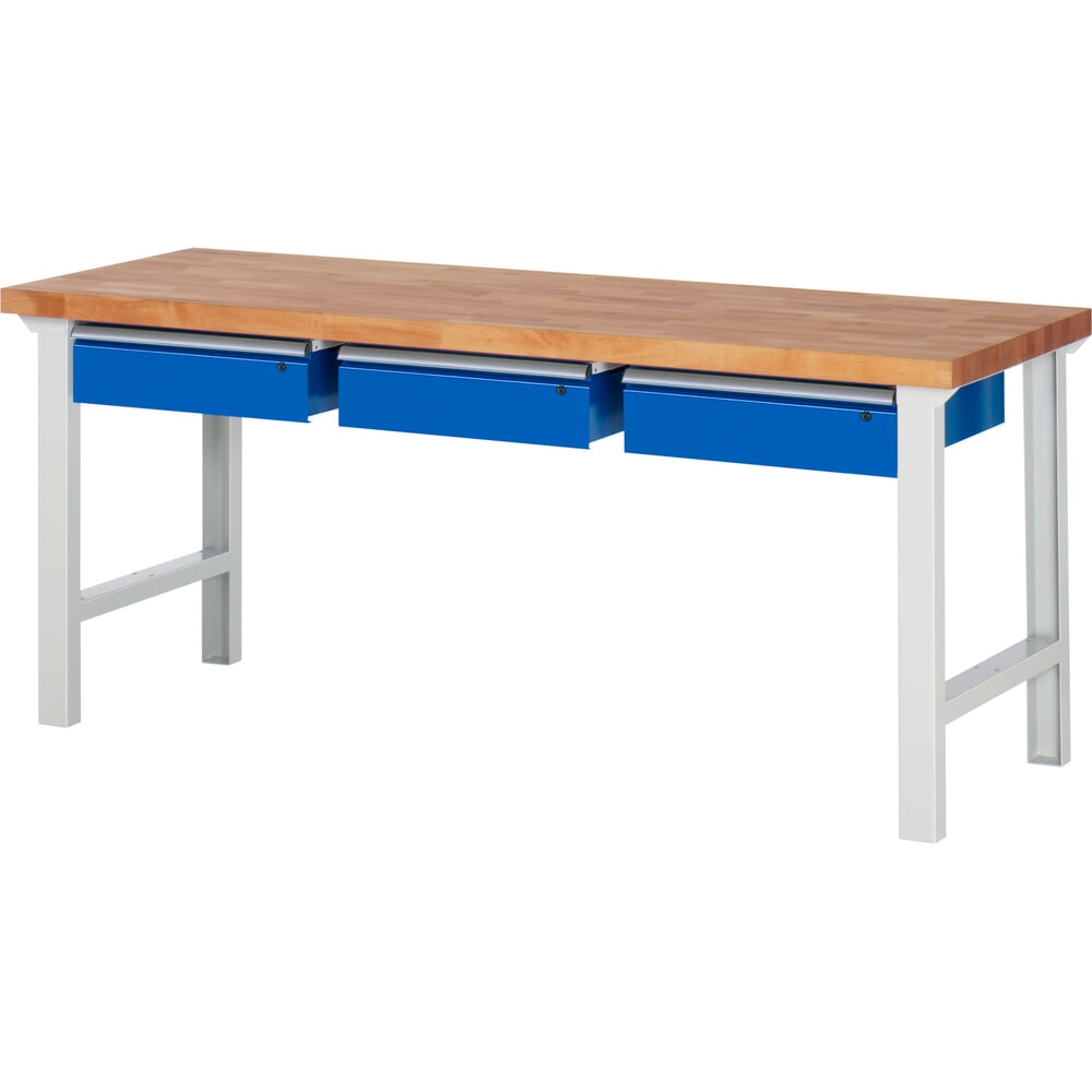 Illustration du produit: RAU Établi série 7000, HxlxP 840 x 2 000 x 700 mm, 3 tiroirs 3 x 150 mm, capacité de charge du tiroir 50 kg