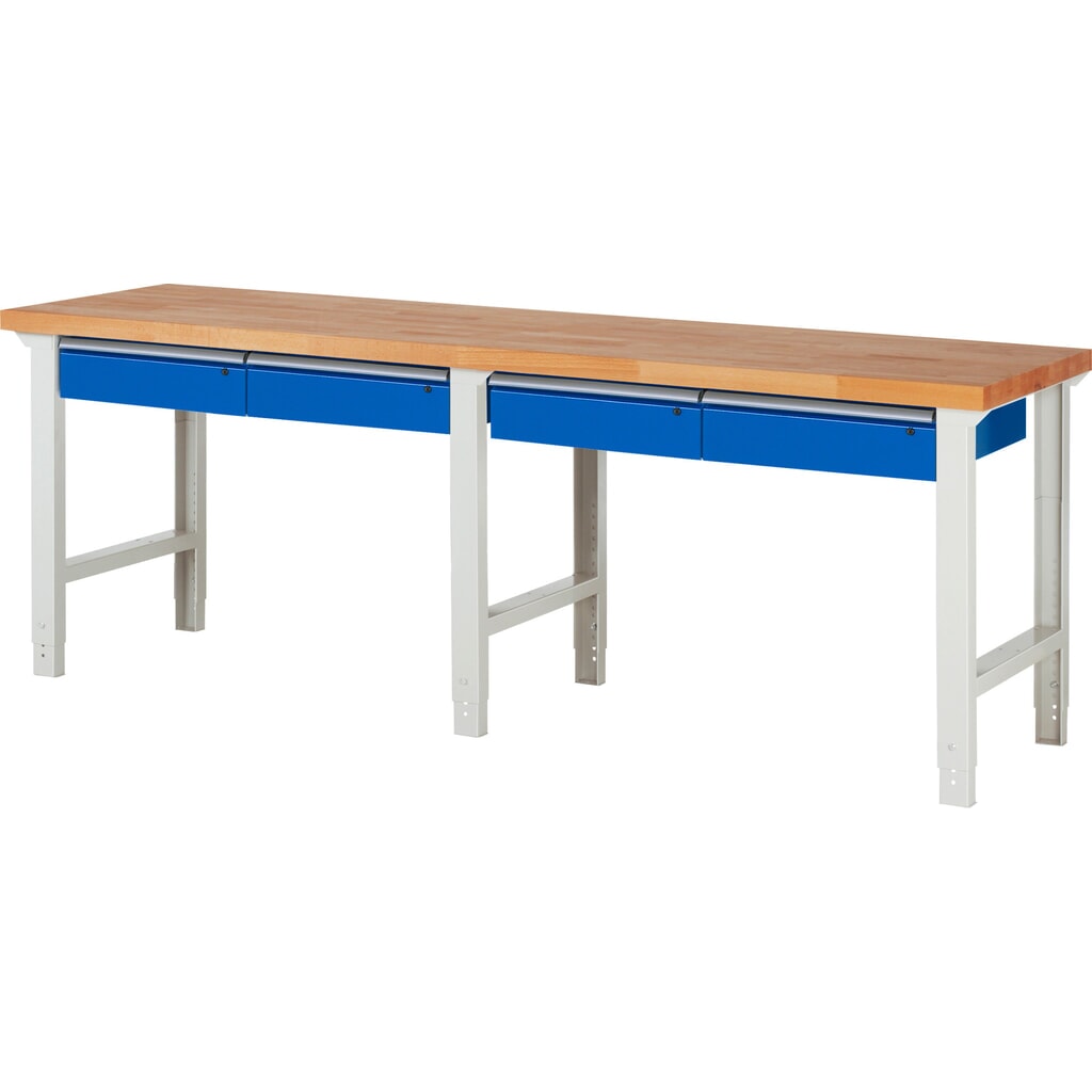 RAU Établi série 7000, HxlxP 790-1 140 x 2 500 x 700 mm, 4 tiroirs 4 x 150 mm Illustration du produit: RAU Établi série 7000, HxlxP 790-1 140 x 2 500 x 700 mm, 4 tiroirs 4 x 150 mm