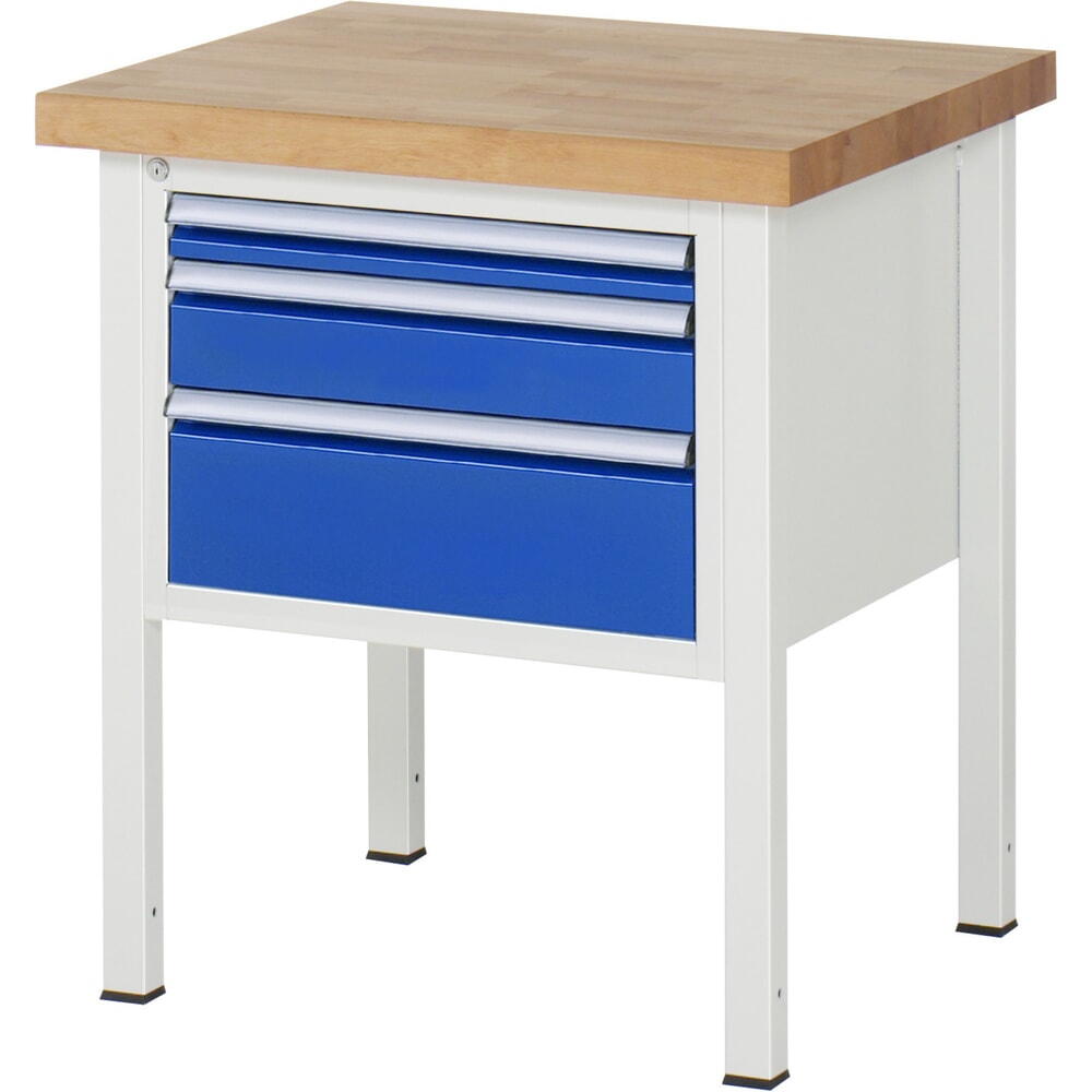 N° de l'image du produit 1 : RAU Établi série 8000, HxlxP 840-1 040 x 750 x 700 mm, 3 tiroirs extractibles à 90 % 1 x 60, 1 x 120, 1 x 180 mm, capacité de charge des tiroirs 100 kg