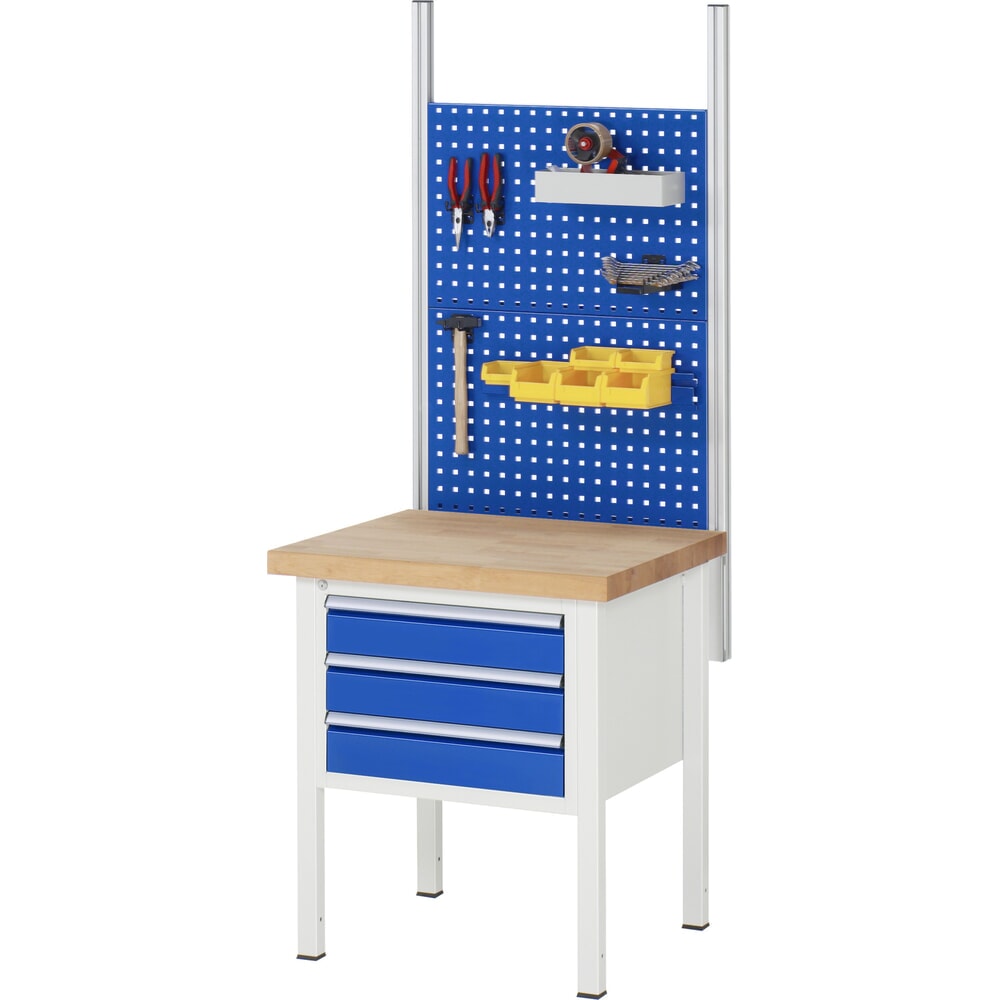 N° de l'image du produit 6 : RAU Établi série 8000, HxlxP 840 x 750 x 900 mm, 4 tiroirs extractibles à 90 % 1 x 60, 2 x 90, 1 x 120 mm, capacité de charge des tiroirs 100 kg