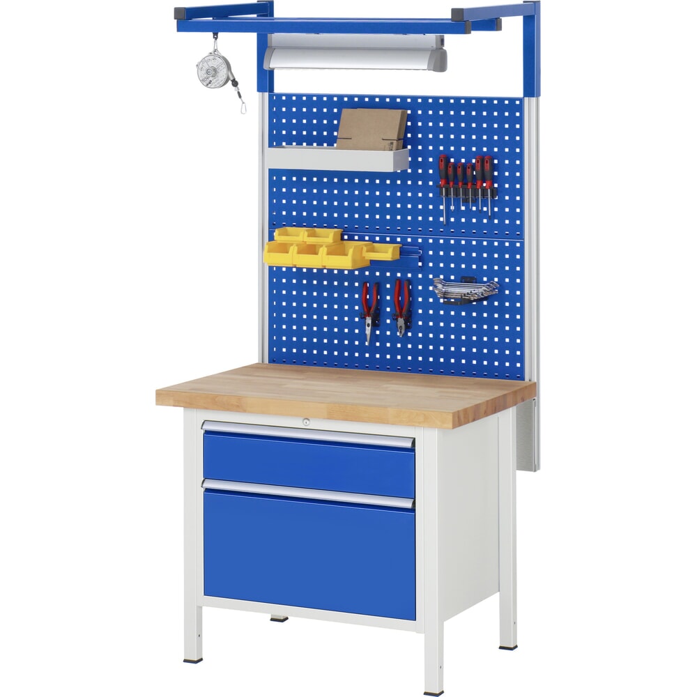 N° de l'image du produit 5 : RAU Établi série 8000, HxlxP 840 x 1 000 x 700 mm, 3 tiroirs extractibles à 100 % 3 x 120 mm, capacité de charge des tiroirs 75 kg