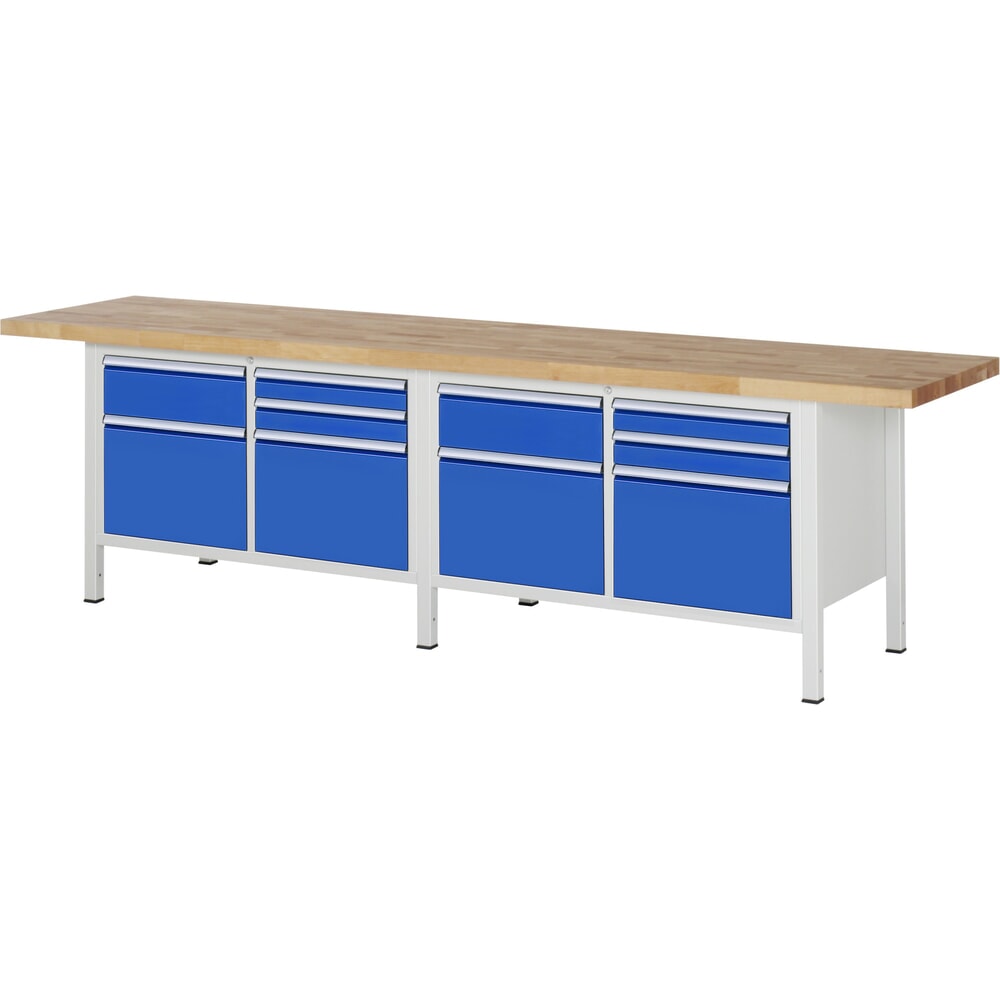 Illustration du produit: RAU Établi série 8000, 2 double caisson, HxlxP 840-1 040 x 3 000 x 700 mm, 10 tiroirs