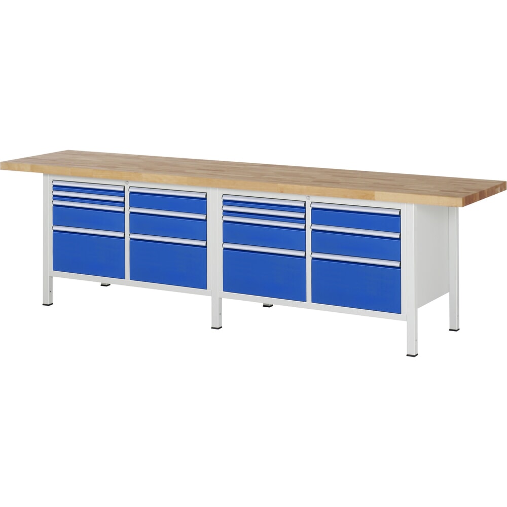 Illustration du produit: RAU Établi série 8000, 2 double caisson, HxlxP 840 x 3 000 x 700 mm, 14 tiroirs