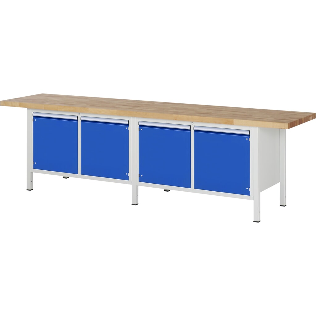 Illustration du produit: RAU Établi série 8000, 2 doubles caissons, 4 portes battantes, HxlxP 840-1 040 x 3 000 x 700 mm