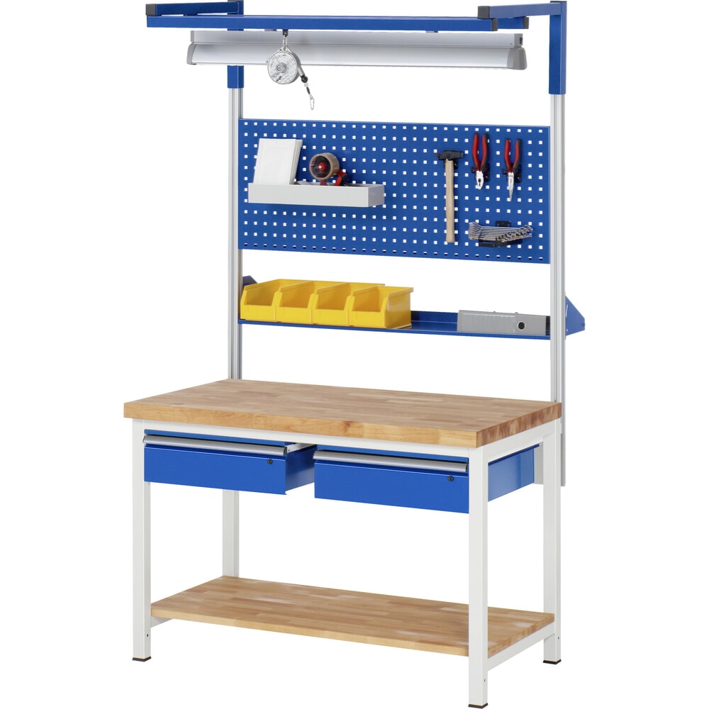 N° de l'image du produit 7 : RAU Établi série 8000, HxlxP 840-1 040 x 1 250 x 700 mm, 2 tiroirs, capacité de charge des tiroirs 50 kg