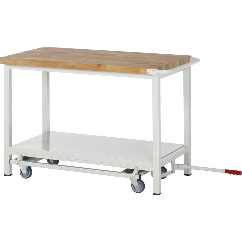 N° de l'image du produit 7 : RAU Établi série 8000 avec rouleur abaissable, 1 caisson double, HxlxP 880 x 1 250 x 700 mm, 4 tiroirs extractibles à 90 %, 1 tablette